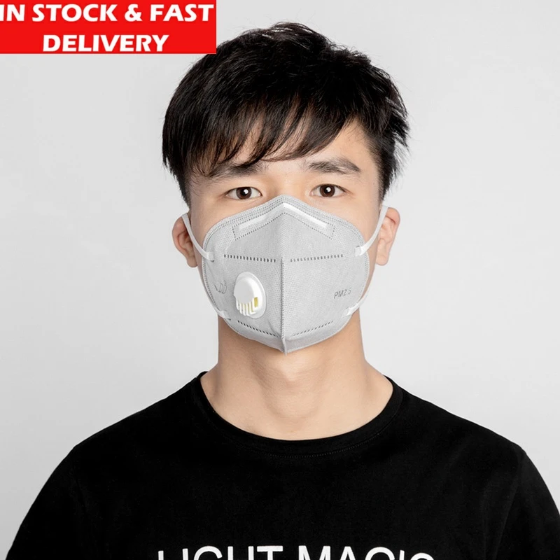 

100PCS N95 N99 Adult Vertical anti virus Folding Nonwoven Valved Dust Mask PM 2.5 Respirator Mouth Mask With Valve Gauze Mask