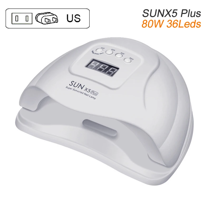 SUNX5 Plus (US Plug) SUN BQ5T 72 Вт Светодиодная УФ-лампа для ногтей для сушки гель-лака Сушилка для ногтей ЖК-дисплей высокая пудра Авто зондирующая лампа для всех гелей - Цвет: SUNX5 Plus (US Plug)