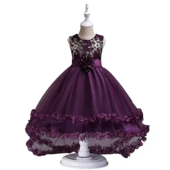 

Embroidery Trailing Princess Girl Dress 3-14T Kids Dresses For Girls New Year Party Costume First Communion Children Clothes