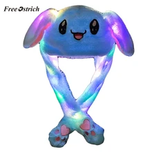 Забавная шапка для женщин, мужчин и детей, светящаяся шапка с милыми заячьими ушками, плюшевые ушки, можно перемещать, шапка для детей, светящиеся зимние теплые вечерние шапки 91217