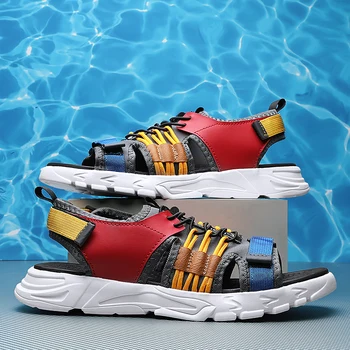 

BIGFIRSE 2020 Spring Summer New Men's Casual Beach Sandals Velcro Sandal Fashion Comfortable Slippers Portable Men Casual Sandal