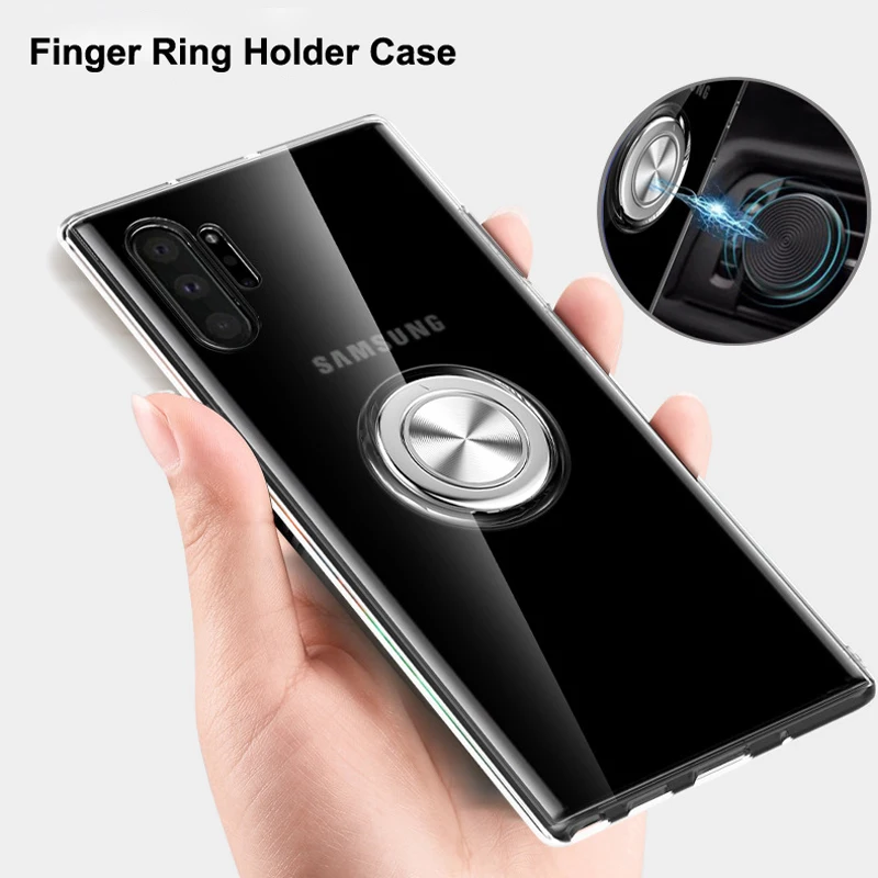 

Cases for Samsung Galaxy Note 10 Plus 5G Note 10 Case Invisible Finger Ring Transparent Soft Cover for Galaxy Note10 Case Capa