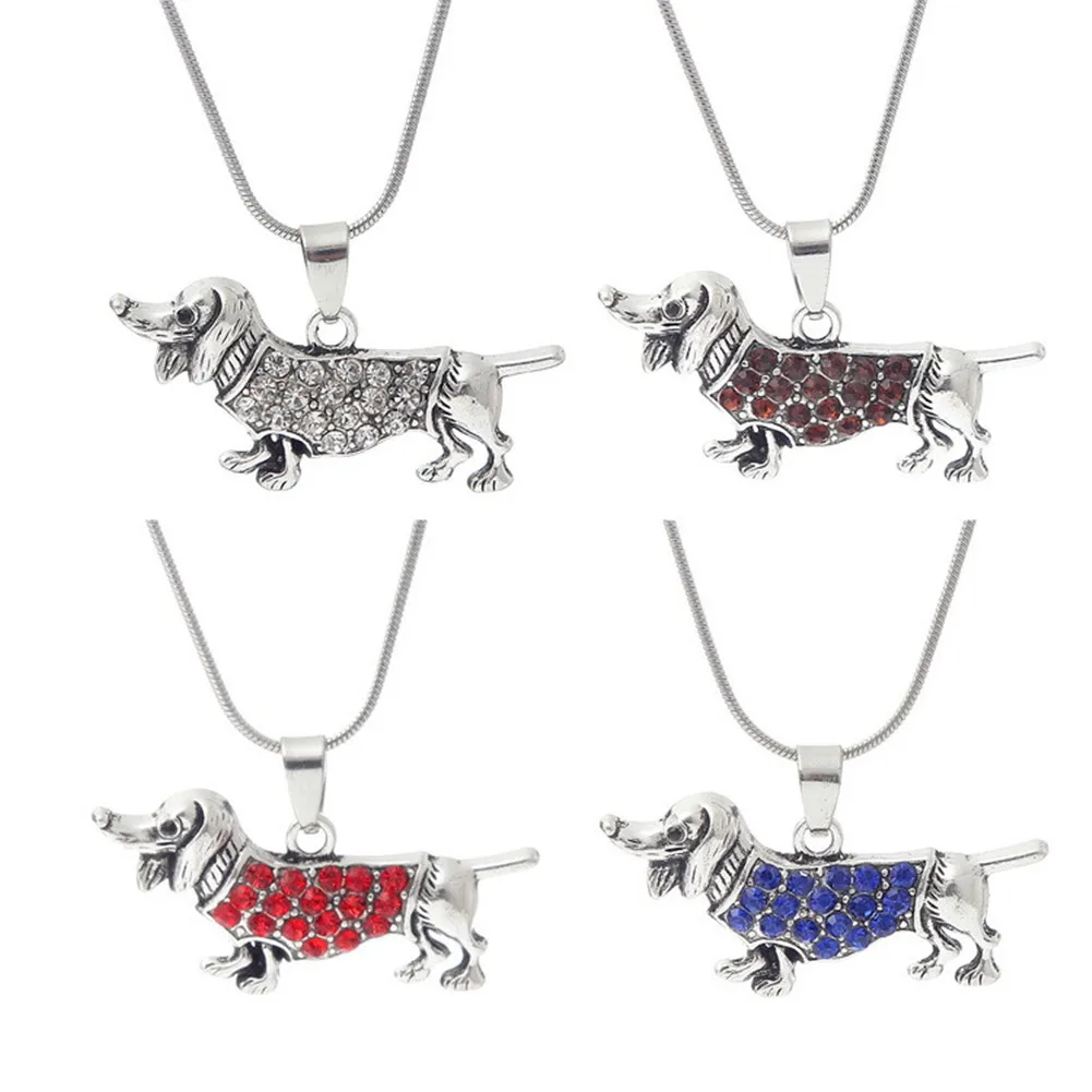 Cute Silver Dog Pendant Necklace Trendy Tiny Dog Pet Animal Long Chain