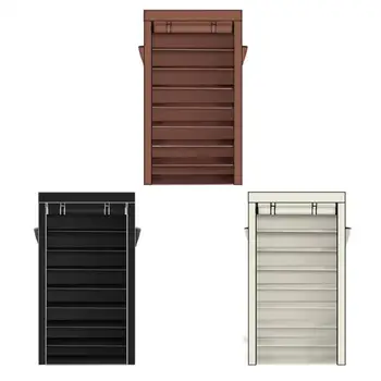 

10 Tiers Non-Woven Fabric Shoe Rack Shoes Storage Cabinet w/Dustproof Cover