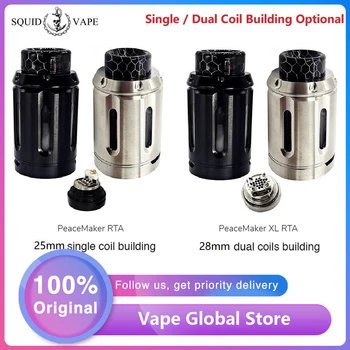 

New Squid Industries PeaceMaker RTA Tank 4ml & 25mm E-cig Atomizer with Easy Top Refill Design VS PeaceMaker XL RTA 5ml & 28mm