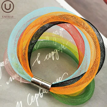 

UKEBAY New Multicolor Mesh Bracelets For Women Rainbow Charm Bangles Boho Hand Chains Girl Birthday Gift Party Jewelry Bracelet
