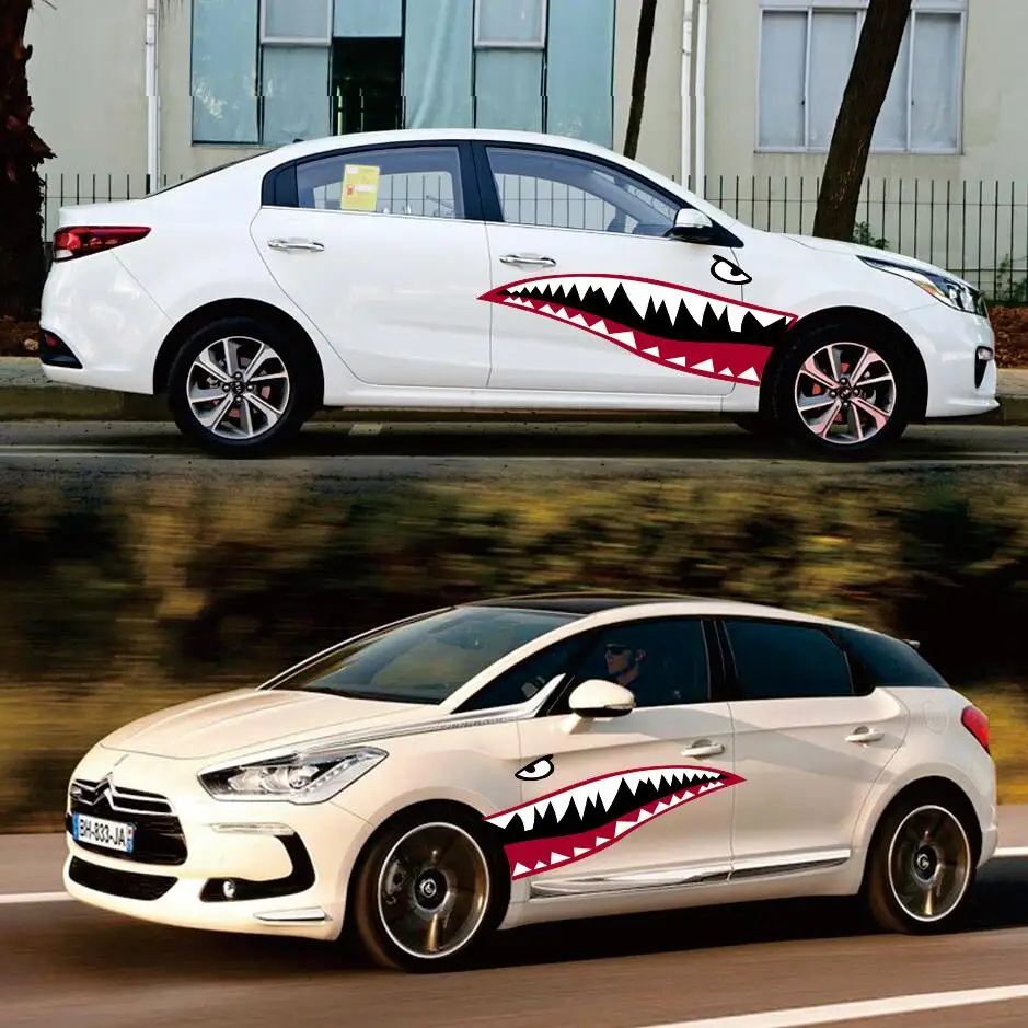2X DIY акула рот зубы графика ПВХ автомобиля стикер наклейка для автомобиля водонепроницаемый