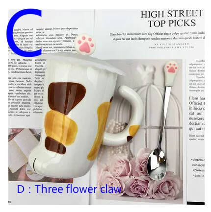 Couple cat claw cup, cute super cute coffee cup, mug ceramic cup, creative household milk water cup - Цвет: C