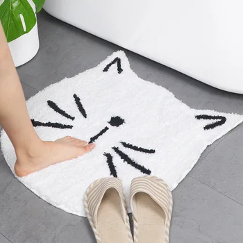 

Cute Skin Gray Entrance Mat Cat Shape Floor Mat Anti-slip Floor Kitchen Carpet Toilet Tapete Water Absorption Rug Porch Doormat