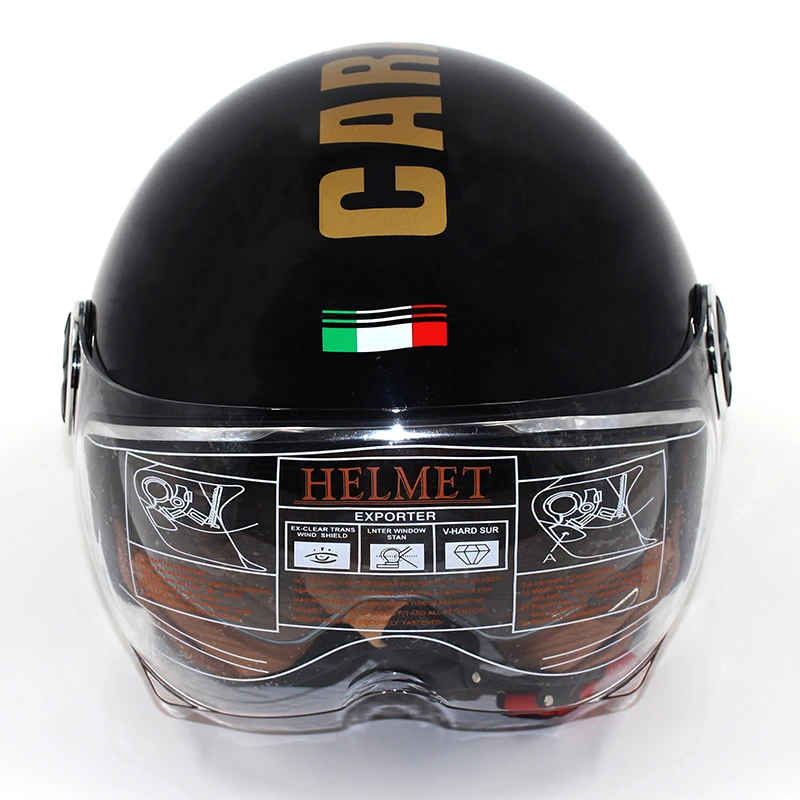 black gold IBK мотоциклетные шлемы Электрический велосипед Скутер Casco шлем унисекс 3/4 лицо анти-УФ Открытый лицо двойной объектив четыре сезона шлем - Цвет: black gold