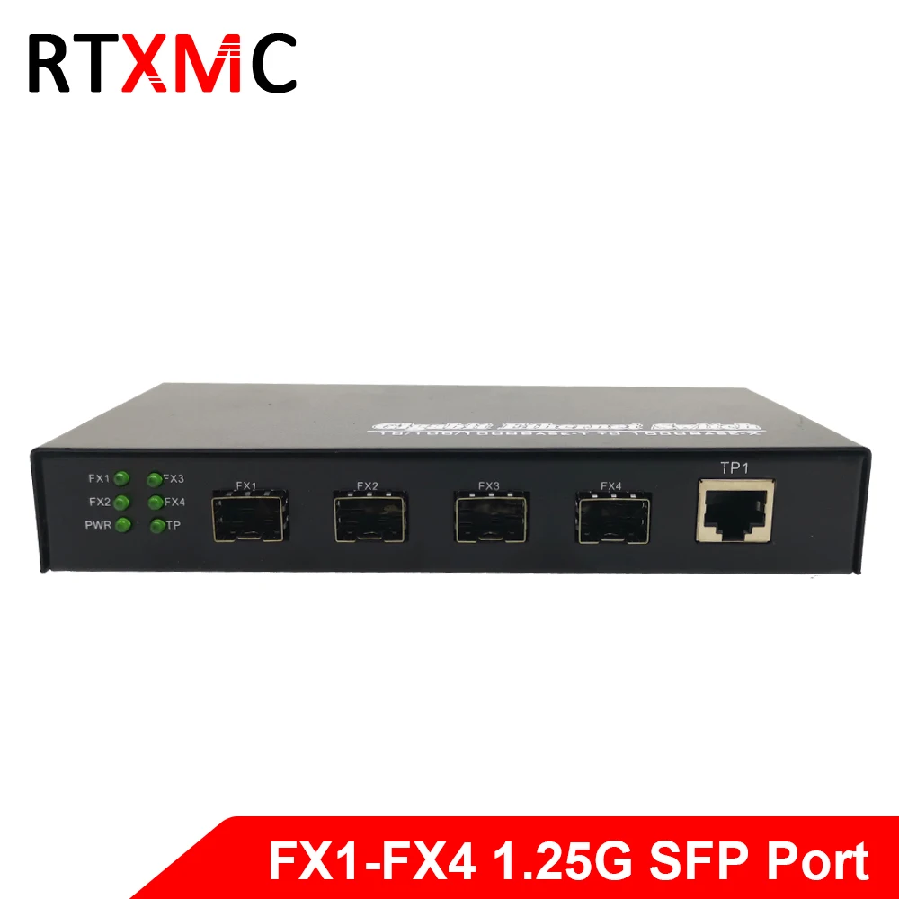 4GF3GE Gigabit Ethernet-коммутатор эфирной сети 4*1,25G SFP волоконно Порты и разъёмы& 3*101/100/1000 м УПТ гигабитное волокно Переключатель