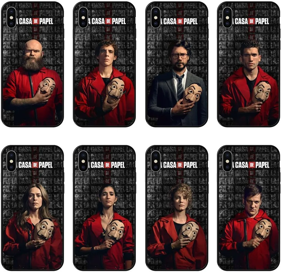 

Spain TV La Casa de papel Soft TPU Silicone Back Cover Phone Case For Apple iPhone XS MAX 6 6S Plus 7 8 Plus X XR black Case