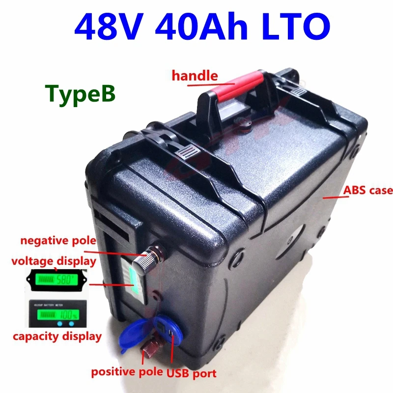 Водонепроницаемый литиевый титановый аккумулятор LTO 48V 40Ah для моторной домашней солнечной панели RV camping caravan солнечная система golf cart+ 5A зарядное устройство