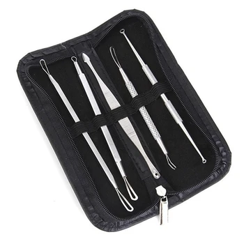 

5Pcs/Set Stainless Steel Acne Pimple Spot Extractor Pore Cleanser Kit Blackhead Blemish Remover Face Skin Care Tools