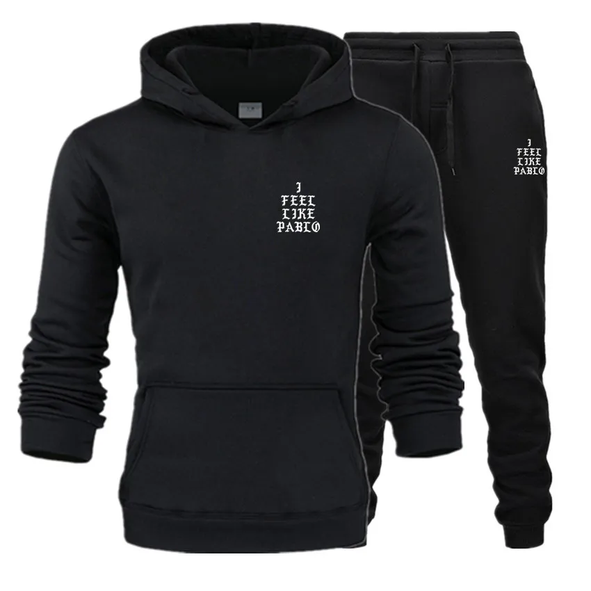 Fashion men's sportswear+Sweatpants Suits Hoodie Sweatshirt printing Casual Harajuku Warm Fleece Hooded Pullover new Jacket