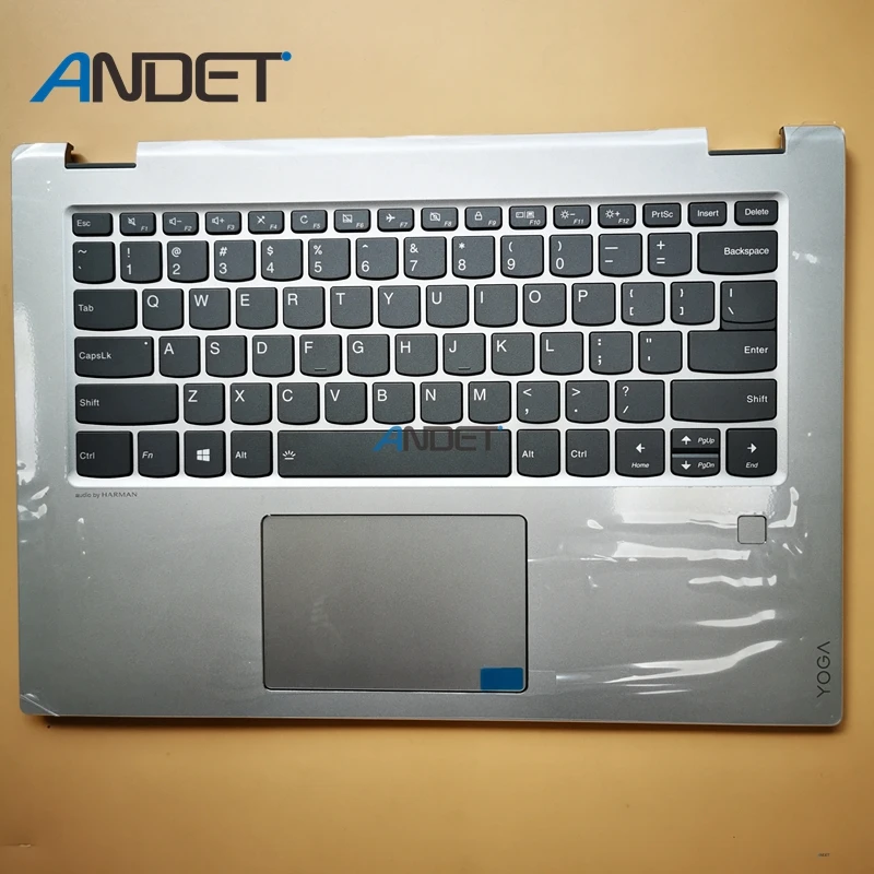 

New Original For Lenovo Flex 5 14 5-14 Yoga 520-14 Palmrest C-Cover US Keyboard Upper Case Black Fingerprint FPR Hole Touchpad