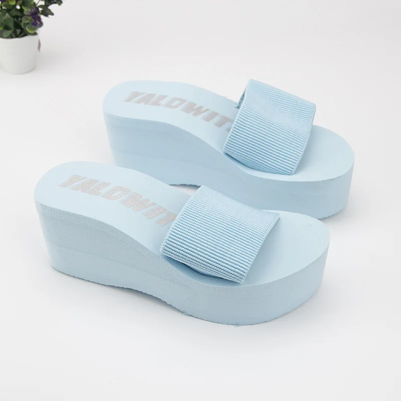 Г., дешевые простые тапочки Chanclas из эластичной ткани женские пляжные вьетнамки на высоком каблуке, летняя женская обувь на платформе
