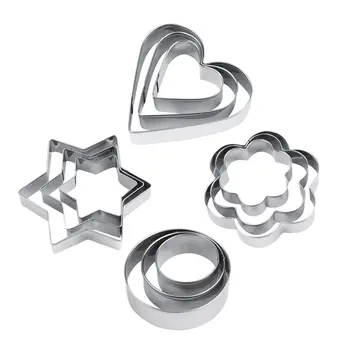 

12pcs Stainless Steel Cookie Biscuit DIY Mold Star Heart Cutter Baking Mould