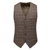 Men's Wool Check Suit Vest Men's Retro Tweed Groom Vest Groomsman Wedding Vest 6