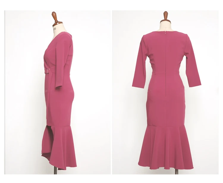 SHIJIA, женская одежда, оборки, подол, посылка, бедра, платье для женщин, Vestidos, глубокий v-образный вырез, тонкая талия, пояс, женское элегантное платье