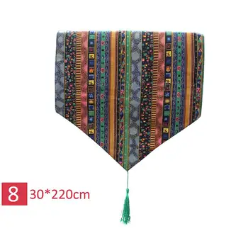 

Home Fabric Gilded Striped Table Runner Tassel National Style Tea Tablecloth Bohemian National Table Runner TV Cabinet Cloth