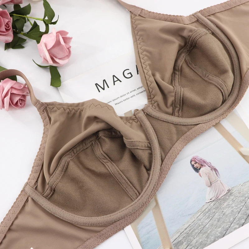 Beauwear Women Underwire Plus Size Bras Full Coverage Non padded Brassiere Minimizer Underwear 36-48 D E Color Black Nude BH