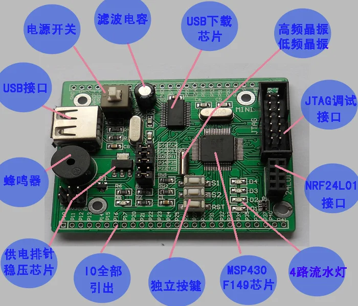 MSP430F149 MCU минимальная системная плата основная плата макетная плата с BSL загрузчиком для отправки usb-кабеля