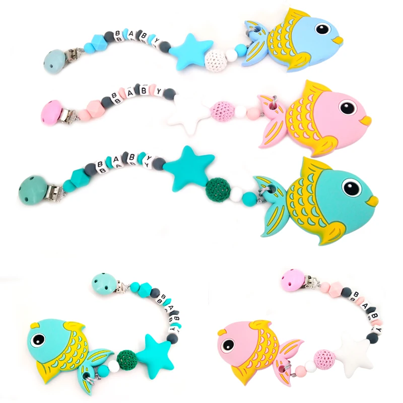 Baby Silicone Fish Teethers Necklace Set BPA Free Toys Cute Animal Baby Teether Silicone Preferential Portfolio