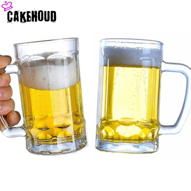 CAKEHOUD Бытовая стеклянная пивная кружка с ручкой утолщенная прозрачная