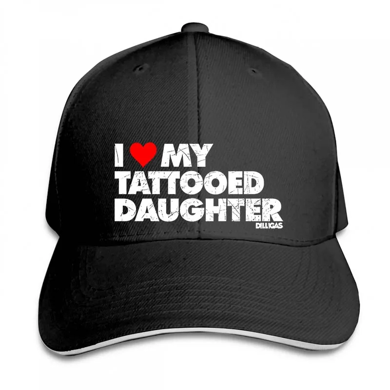 I Love My Tattooed Daughter, винтажная бейсбольная кепка с потертостями для мужчин и женщин, Кепка для водителя грузовика, модная Регулируемая Кепка - Цвет: 2-Black