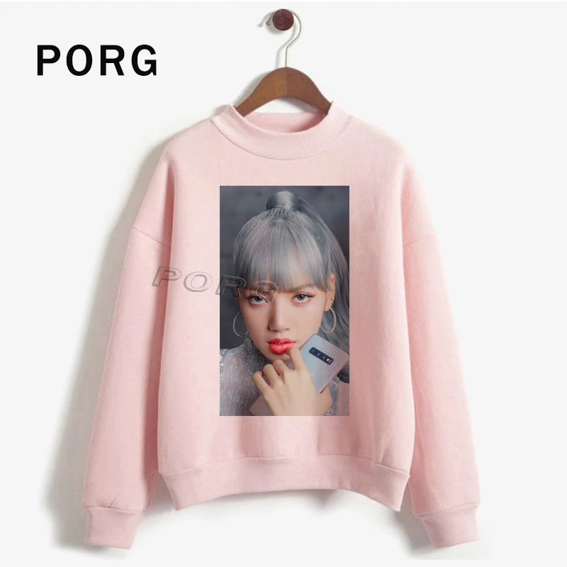 Lisa Blackpink Готический женский корейский женские толстовки Harajuku свитер эстетический дизайн топы Толстовка, свитер Femme 2019 Новинка