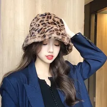 Леопардовая шапка-ведро, женские зимние толстые меховые теплые шапки для рыбаков, модные женские теплые шапки для рыбалки на открытом воздухе