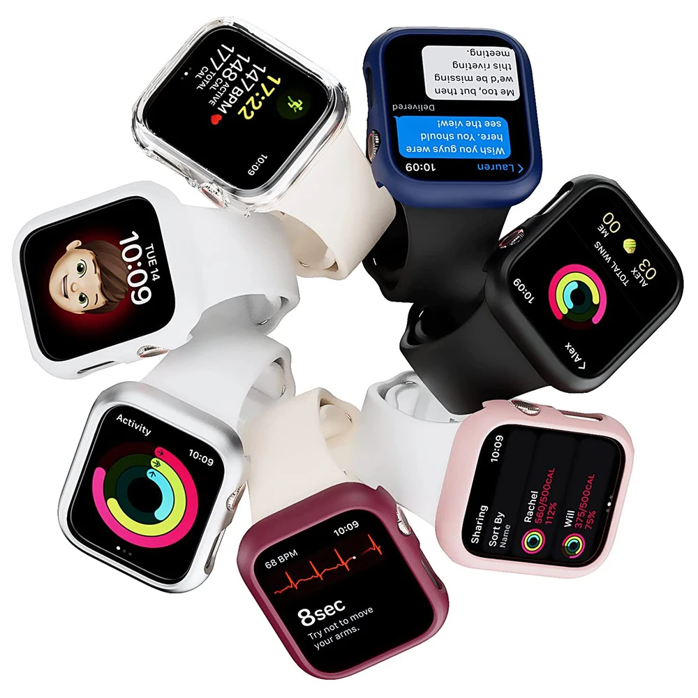 Case for Apple Watch Case Series 7 41mm 45mm iWatch Bumper Edge Case PC Shockproof Protective Cover Frame for iWatch 7 654 321