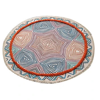 

Soft Bedroom Non Slip Woven Round Playroom Floor Mat Nordic Style Carpet Thickened Home Decor Living Room Tassel Area Rug