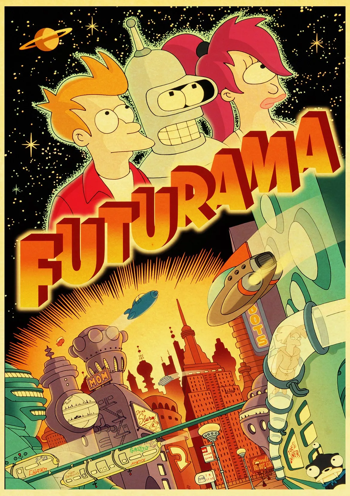 Винтажный мультфильм аниме Futurama Ретро плакат крафт-бумага печатные настенные плакаты для домашнее барное кафе Наклейка на стену в комнату