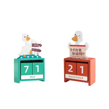 

2Pcs Table Decor Accessory Desktop Ornament Wooden Calendar for Home Gift Decor