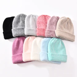 Winter Hat 2021 New  for Women Rabbit Cashmere Knitted Beanies Thick Warm Vogue Ladies Wool Hat Female Beanie Hats
