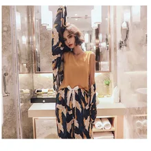 Халат Женское платье Наборы весна и осень хлопок шелк дамы четыре части людей хлопок жилет короткие брюки кран домашний сервис