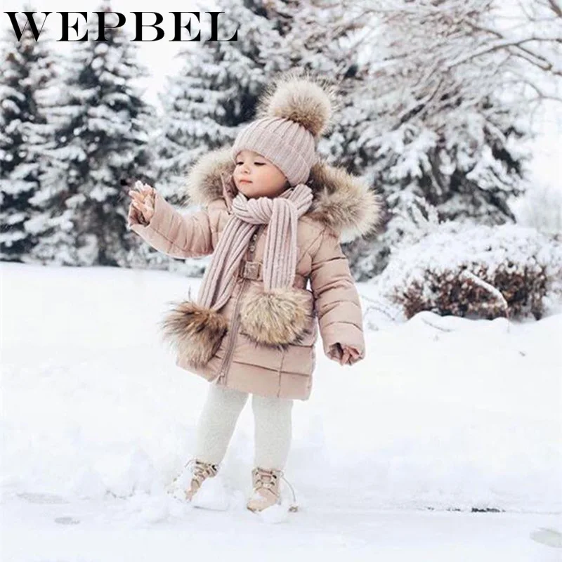 WEPBEL/зимние длинные куртки для маленьких девочек теплая детская модная