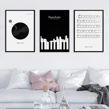 

Music Piano Sheet Musical Notation Decorative Painting Black White Wall Pictures for Living Room Decor Oil Painting Canvas Art