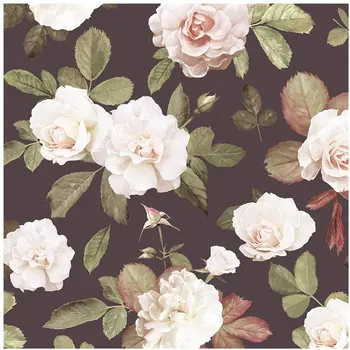 

LUCKYYJ Retro Peony Floral Peel and Stick Wallpaper Removable Brown/Green/White/Red Vinyl Self Adhesive Decoration Contact Paper