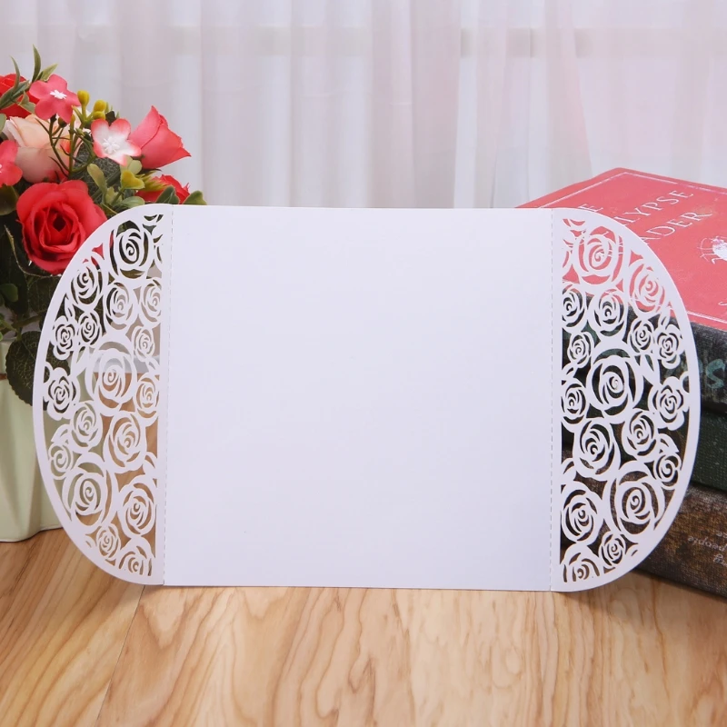  10Pcs Wedding Invitation Cards Kits With Envelopes Seals Personalized Printing D08D - 4.00036E+12