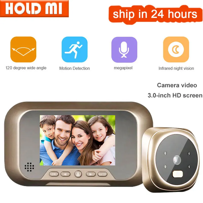 Timbre inteligente con cámara Digital para el hogar, Visor de 120 grados con vídeo y visión nocturna, mirilla de 3,0 pulgadas