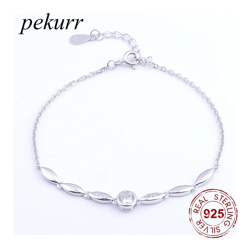 Pekurr браслет из стерлингового серебра 925 пробы Элегантный Циркон яркие глаза ювелирные изделия Женский браслет модные очаровательные аксессуары классические