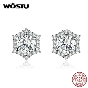 

WOSTU 925 Sterling Silver Earrings Simple Shining Zircon Stud Earrings For Women Makeup More Charming Fashion Jewelry CQE723