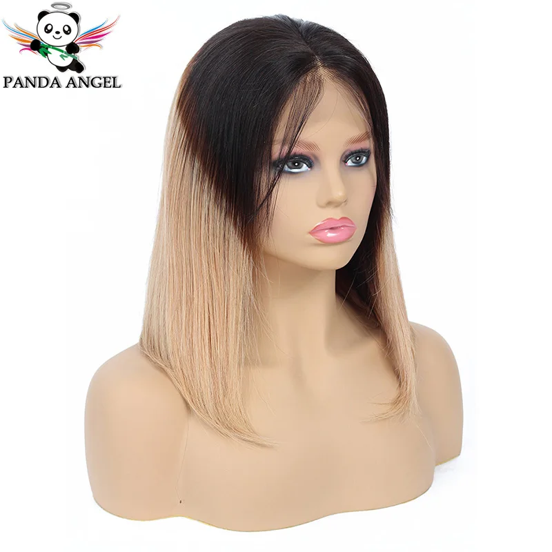 Panda 13*4 прямые человеческие волосы на кружеве, парики для черных женщин, бразильский парик 150% плотности 1B 27 99J, короткие парики для волос remy