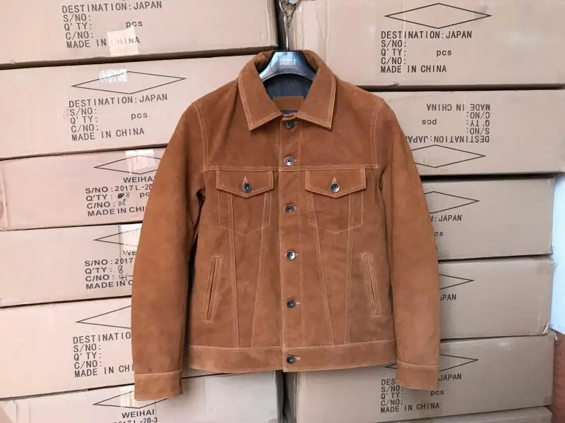 

Free shipping.classic style,man Plus size soft cowhide Jacket,men's genuine Leather jacket.fashion young slim coat,cow suede