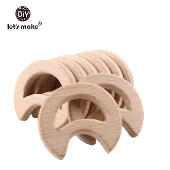 

Let'S Make 58mm 5pcs Beech Wooden Teether Moon Wooden Teethers Toys Wood Teether Wooden Teething Beads Baby Teether