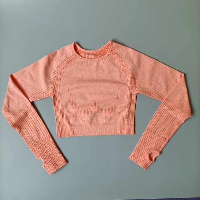 Personality Cotton Crop Top Sports Yoga Shirts women Long Sleeves Gym Workout T-shirts Fitness Sports Wear For Women Gym Tops Orange