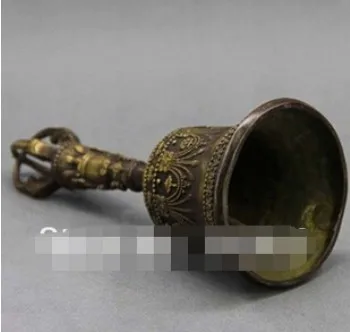 309 старая бронзовая тибетская голова Будды редкий колокольчик статуя